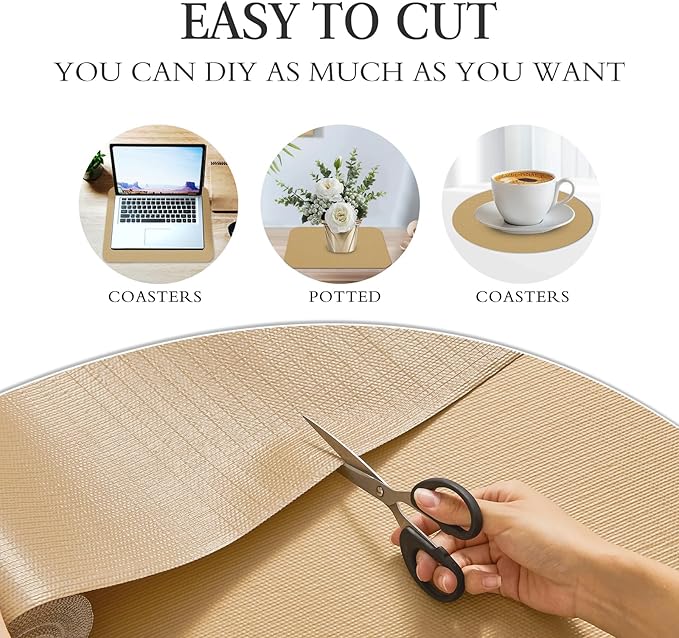 Beautysaid Shelf and Drawer Liner for Kitchen Cabinet Non Adhesive Non Slip | Shelf Paper Waterproof Washable Thickened for Dresser Pantry Shelve Bathroom Protector Liner(Beige,18 in x 20 FT)