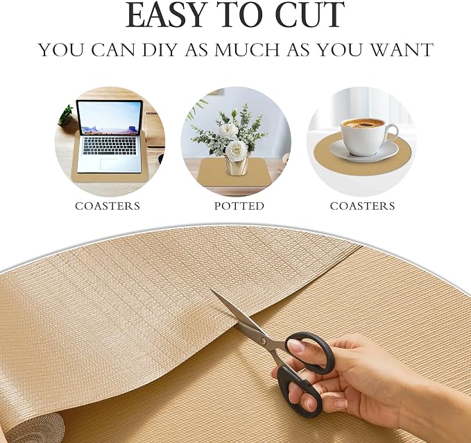 Beautysaid Shelf and Drawer Liner for Kitchen Cabinet Non Adhesive Non Slip | Shelf Paper Waterproof Washable Thickened for Dresser Pantry Shelve Bathroom Protector Liner(Beige,12 in x 10 FT)