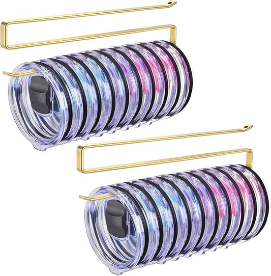 2Pack Tumbler Lid Organizer, Kitchen Space-Saving Cup Holder, Organizers for Under Cabinet Storage, No Glue or Drilling Required (Golden)