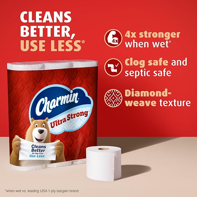 Charmin Ultra Strong Toilet Paper 6 Mega XL Rolls, 330 Sheets Per Roll