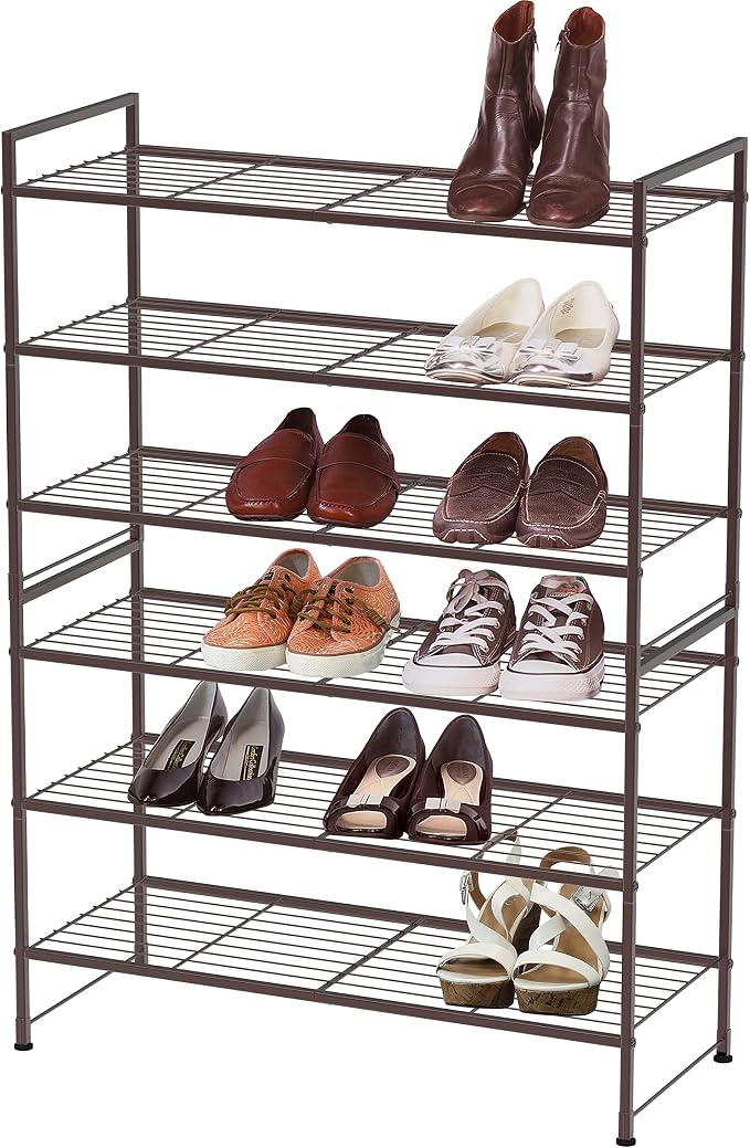 Simple Houseware 3-Tier Stackable Wired Grid Shoe Rack, Bronze | 9 Pairs of Shoes Storage Organizer for Closet, Entryway, Garage & Corridor