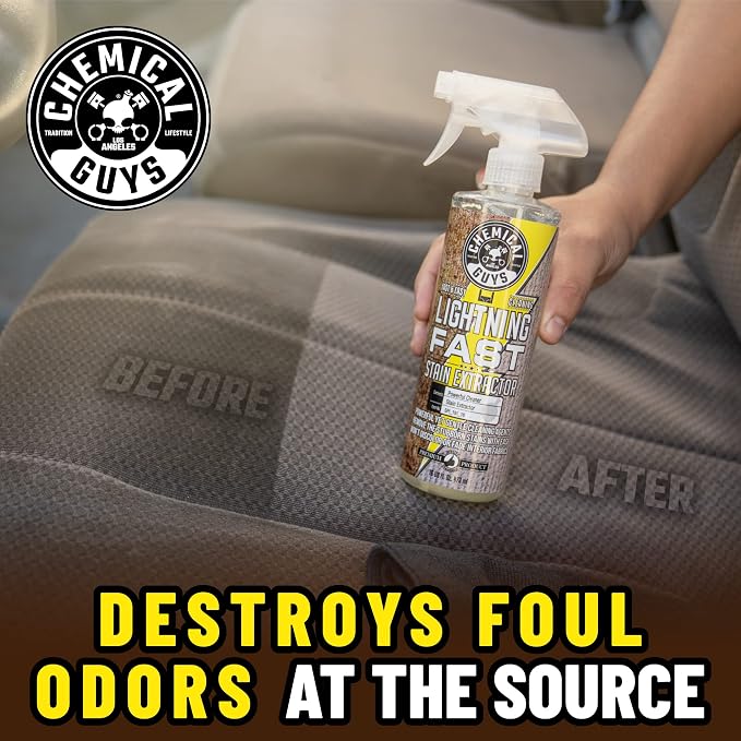 Chemical Guys, Lightning Fast Carpet & Upholstery Extractor, 16 oz, 2 Pack | Tackles coffee, soda, wine and pet messes on carpet, seats and mats, just spray, agitate and blot for a clean look