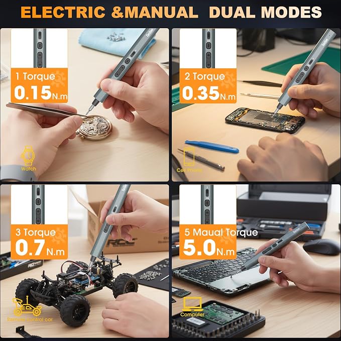 Precision Electric Screwdriver Set,160-in-1 Mini Electric Screwdriver,650mAh Rechargeable Screwdrivers,S2 Magnetic Bit,3 Torque Settings,Repair Tool Kit for Computer Phone Laptop Camera Watch Glasses