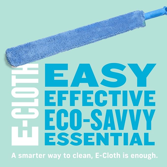 E-Cloth Cleaning & Dusting Wand, Reusable Duster - Blue, 1 Pack | Long Hand Dusters for Cleaning, Washable, Cleans Dust & Pet Hair, Flexible Foam for Hard-to-Reach Ceiling Fan Blades