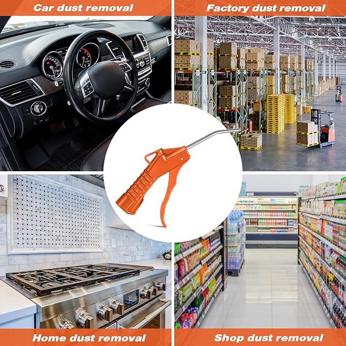 Honoson Air Nozzle Blower Gun Pistol Grip Air Blow Tool Compressor Accessories for Industrial Household Mechanics(Orange,8 Pcs)