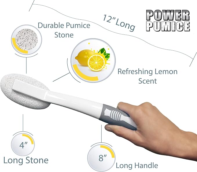 Molly's Marvelous Power Pumice – Toilet Ring & Hard Water Stain Remover, Extra-Long Handle, Chemical-Free Cleaning for Bathroom Surfaces
