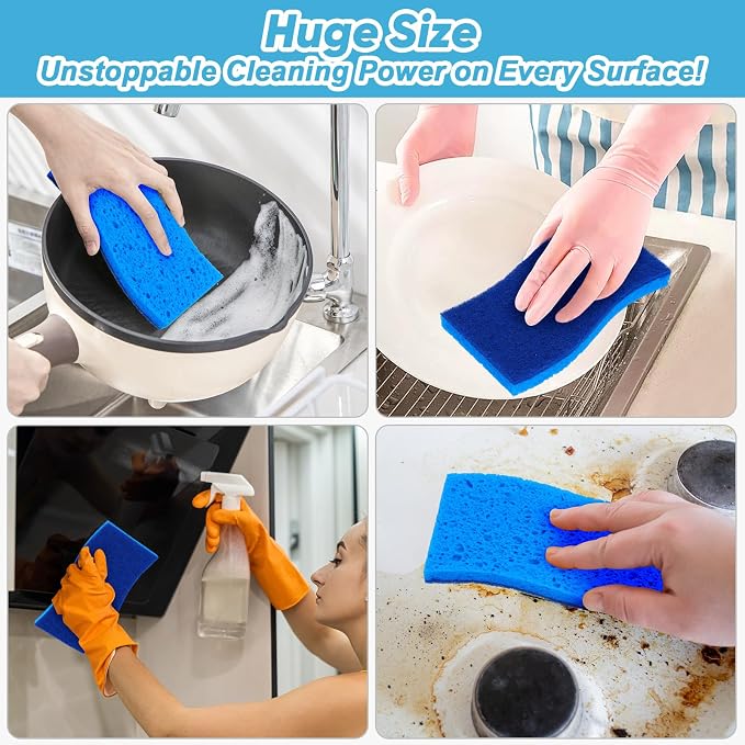 AIDEA XL Sponges Kitchen 6Count, Non-Scratch Scrub Sponges for Dishes | Extra Large Cleaning Sponges, Cleans Fast Without Scratching Safe for Non-Stick Cookware, Cleaning Power for Kitchen, House