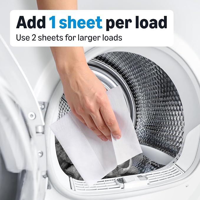 Amazon Basics Dryer Sheets Laundry Fabric Softener, Free & Clear, Hypoallergenic, Free of Fragrances, Softening Agent, Dermatologist Tested, 160 Count