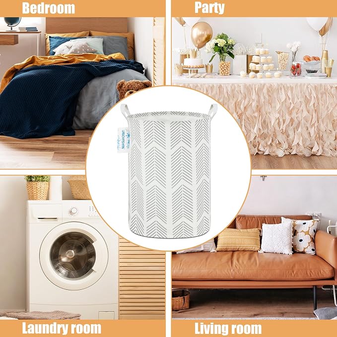 Round Laundry Basket Collapsible Storage Hamper Organizer Arrowhead | Waterproof Canvas Foldable Baskets with sturdy Handles Multi-scene Organizer for Home Play Bedroom Gift Bin