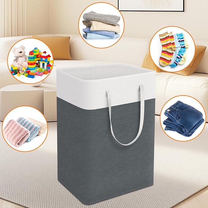 TasticTotes Laundry Basket 3-Pack, Laundry Hamper, 75L-Grey | Clothes Laundry Hamper, Collapsible Laundry Basket, Freestanding laundry hamper with Handles, Towel Storage for Home or Dorm