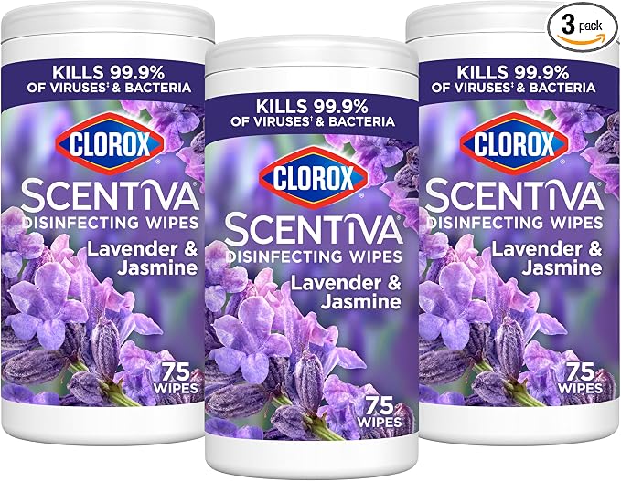 Clorox Scentiva Disinfecting Wipes, Lavender and Jasmine (Pack of 3)