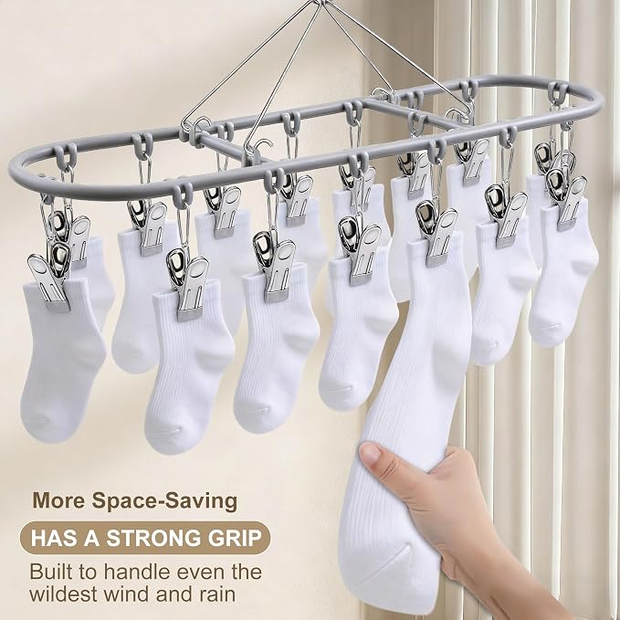sock hanger for drying bra rack underwear panty baby legging hanging dryer | stainless socks children bib clothes hangers clip clips metal lingerie delicates undergarment bathroom clothing foldable dry