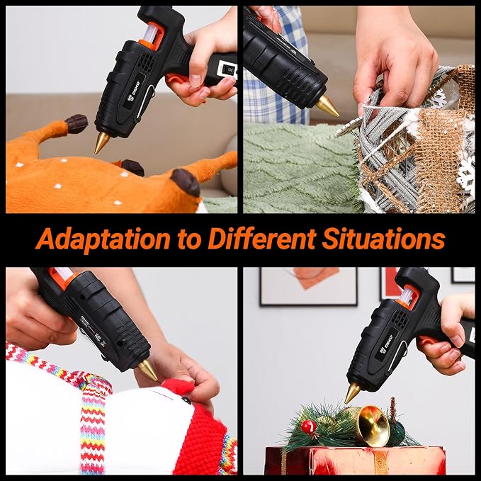Hot Glue Gun Full Size: DEKOPRO 60/100Watt Dual Temp Hot Glue Gun Kit with 25 Glue Sticks, Organize Storage Case, Heavy Duty Heat Glue Gun Tool Set for Home Repair, Art & Crafts, DIY Black Orange