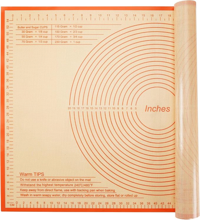 Silicone Pastry Mat 34x26 Inch Nonstick Baking Mat -Perfect for Doug, Pastry, Dough Rolling, Kneading Board, Pie Crust, Fondant, Pasta/Pizza, Kitchen Counter Mat