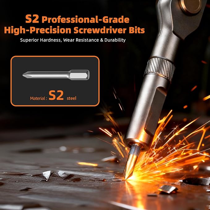 42in1 Magnetic Ratchet Screwdriver Kit for Home DIY | S2 steel bits, storage case, detachable T-handle, for computer, bicycle, furniture, DIY