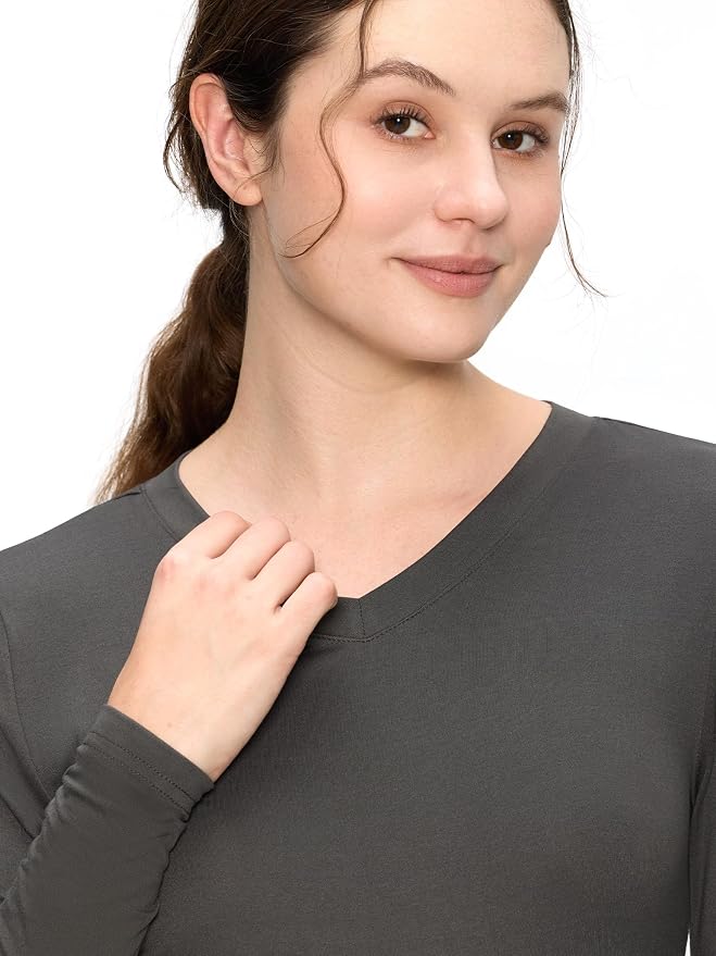 COZYFIT Women’s Underscrub Tee, V-Neck Long Sleeve Undershirt | Soft & Easy Care Fabric, Slim Fit, Smooth Touch, Comfort V-Neck Tee, Machine Wash, Multiple Sizes for Choose