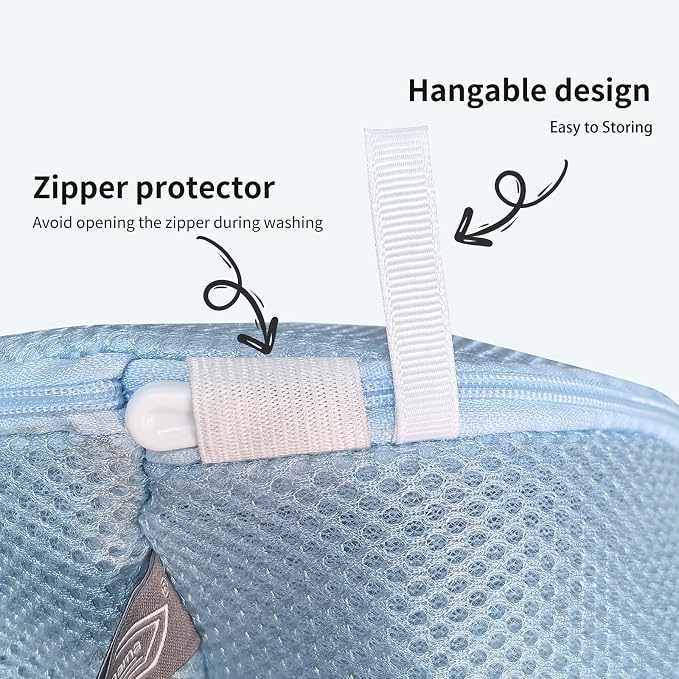 Shoe Washing Machine Bag, Laundry Bag for Sneaker, Blue, 8x15, 4Pcs | Large Shoe Washing Bag for Footwear, Trainers, Tennis, Slippers, Building Blocks, Sandwish Mesh, Travel, Prevent Tangling