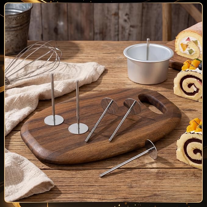 Newtay 8 Pieces 4 Inches Cake Heating Core for Baking Cakes Stainless Steel Heating Rod Silver Rod for Decorating Supplies Baking Tools Accessories