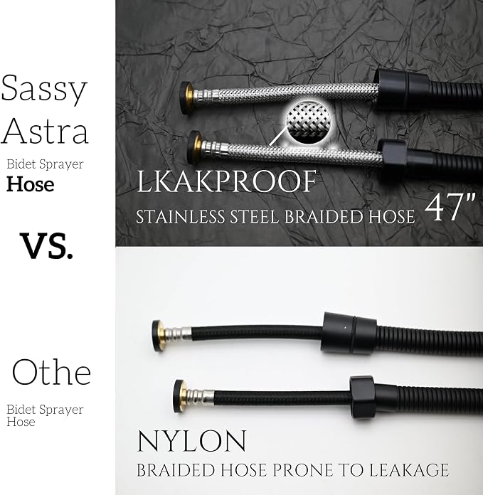 Handheld Bidet Sprayer for Toilet, Adjustable Water Pressure, 47 inch Hose Length (Black, 1 Pack)