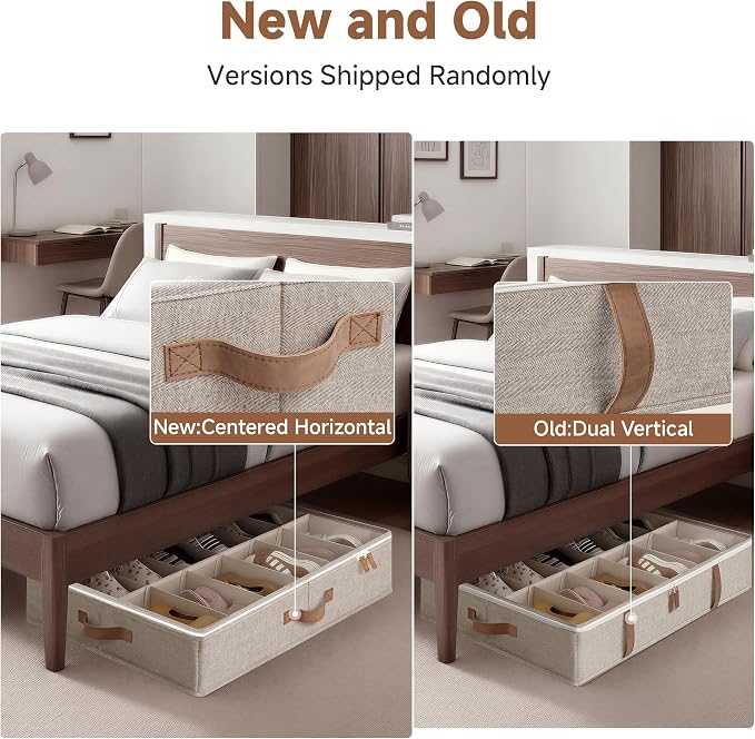 StorageWorks 2-Pack 24-Pair Under bed Shoe Storage Organizer, Taupe | Adjustable Dividers, Holds up to 12 Pairs Each, 5.25" Height, Fits 6-inch+ Clearance, Clear Top, For Closet, Bedroom