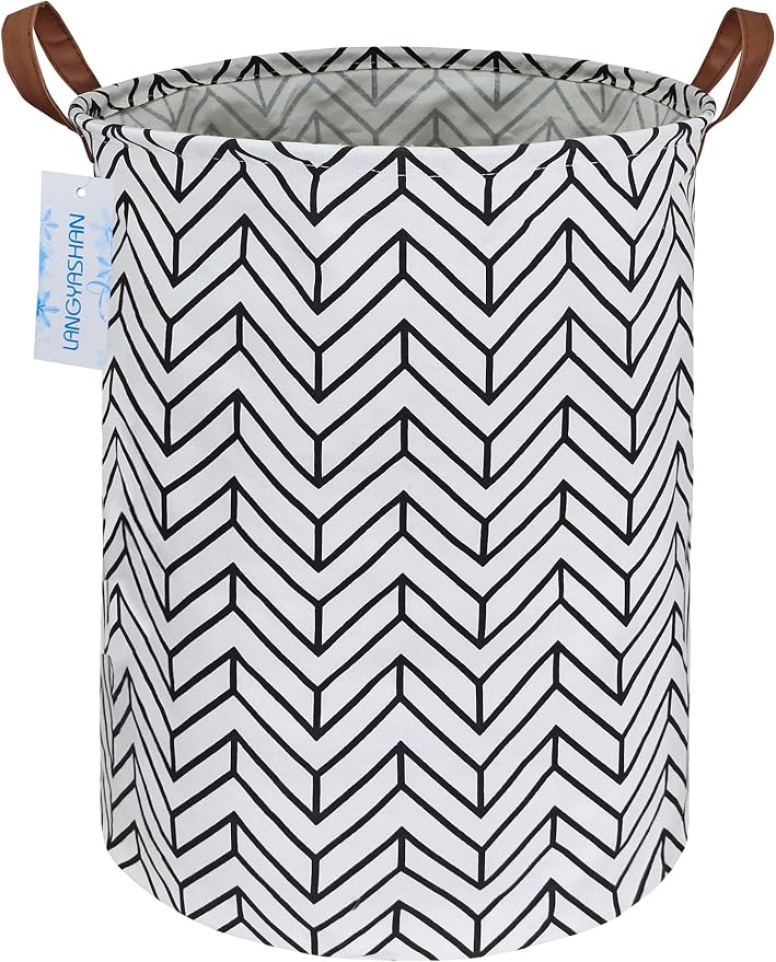 Round Laundry Basket Collapsible Storage Hamper Organizer Geometric Circle | Waterproof Canvas Foldable Baskets with sturdy Handles Multi-scene Organizer for Home Play Bedroom Gift Bin