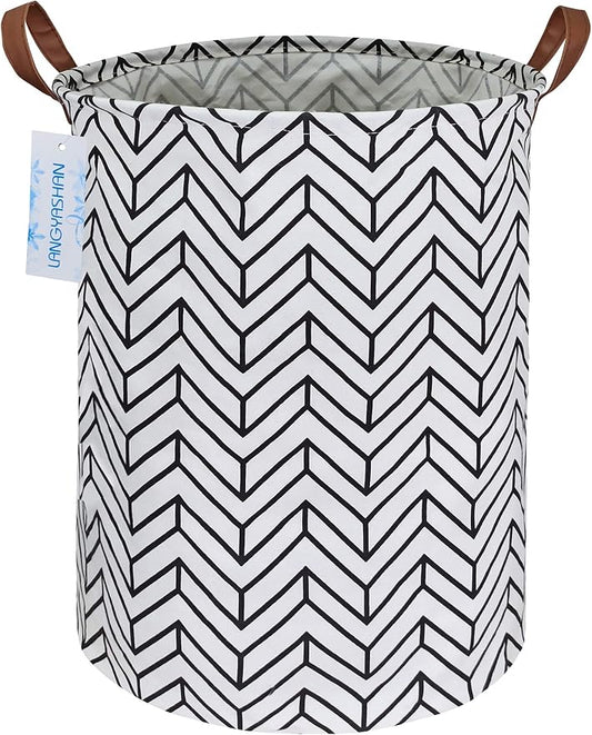 Round Laundry Basket Collapsible Storage Hamper Organizer Geometric Circle | Waterproof Canvas Foldable Baskets with sturdy Handles Multi-scene Organizer for Home Play Bedroom Gift Bin