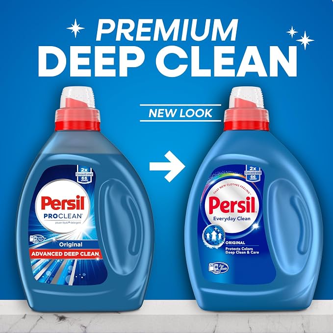 Persil Original Everyday Clean Liquid Laundry Detergent, 50 Fl Oz, 66 Loads, Ultra Concentrated, Deep Clean & Care for Colors & Whites, Laundry Soap for All Water Temperatures, HE Safe (Pack of 2)