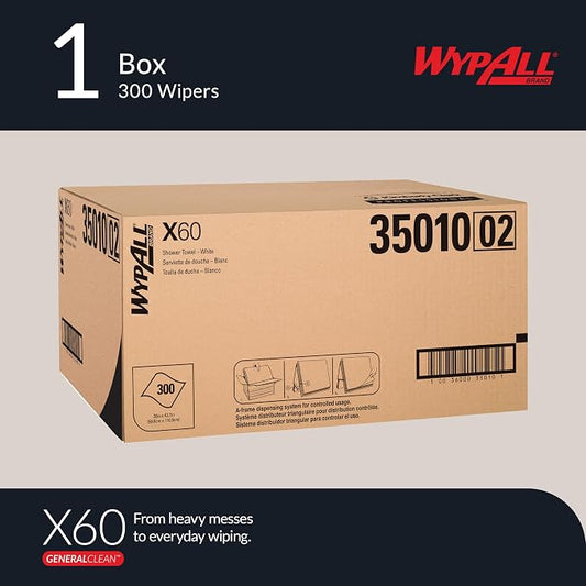 WypAll GeneralClean X60 Cloths Multi-Task Cleaning Wipes (35010), Strong and Absorbent Towels, White (3 Packs of 100 Sheets, 300 Sheet Total)