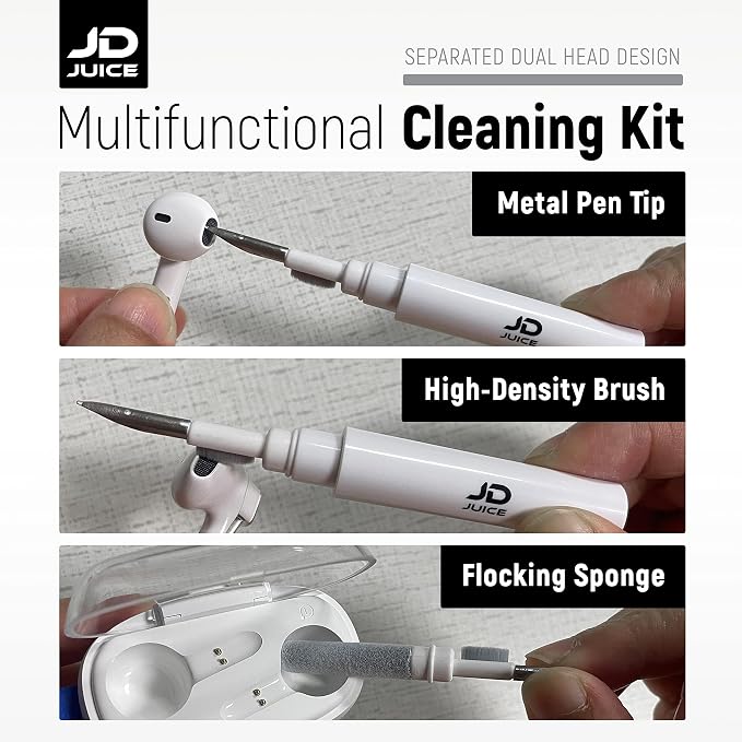 4 Pack - Earbuds Cleaning Kit Earbud Cleaning Kit - Phone Cleaning Kit in-Ear Headphones Cleaning Pen Tool, Portable 3-in-1 Laptop Cleaning Kit Electronic Cleaner with a Sponge, Metal Pen Tip