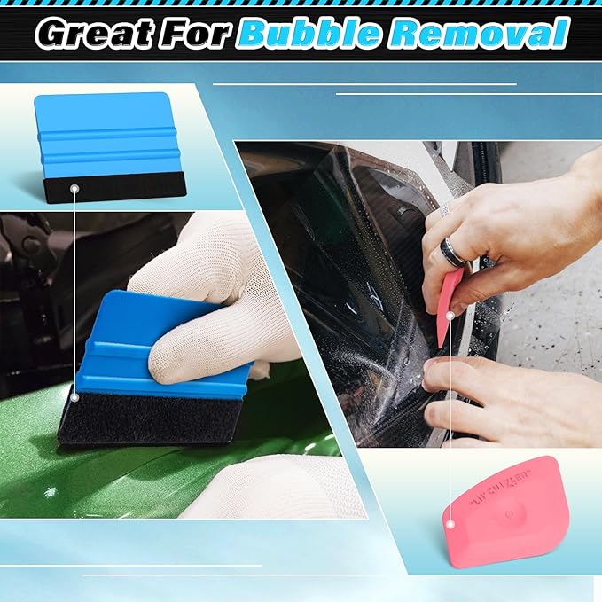 DIYSELF 18 Pcs Window Tint Kit, Vinyl Wrap Tool Kit - Professional Window Tint Tools & Squeegee for Vinyl - Complete Car Wrap Kit for Car Wrap, Stained Glass Window Film, Wallpaper, Water Blades Tool