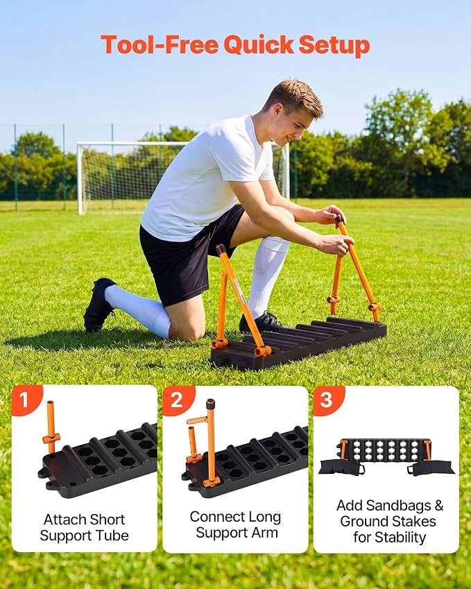 VEVOR Soccer Rebounder Board, Mult-Adjustable Angles Portable Soccer Rebound Wall, Foldable Kickback Board, Soccer Practice Equipment, Ideal for Kids & Adults Passing & Shooting Drills