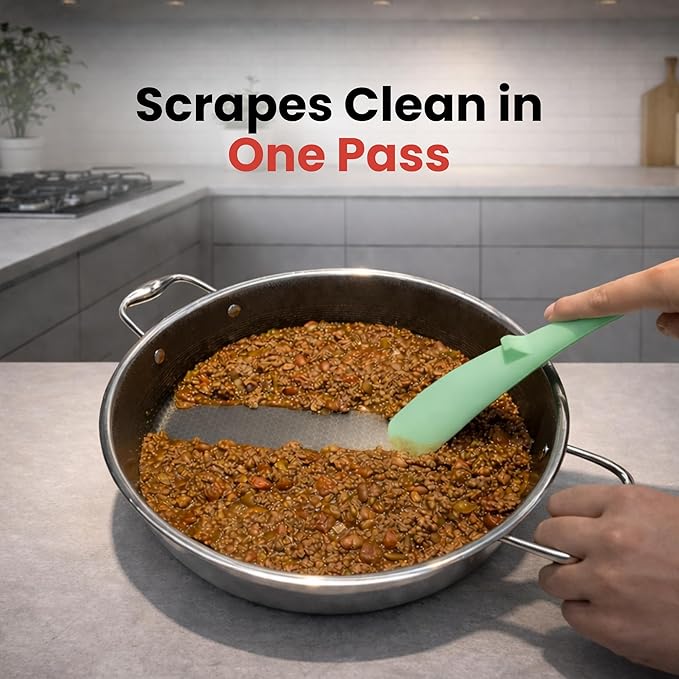 Silicone Spoon Spatula for Cooking - Multifunction Scoop Spatula Spoonula - Heat Resistant Cooking Spoon for Nonstick Cookware - Large Silicone Kitchen Spoon - Seamless Design (Mint,2pcs)