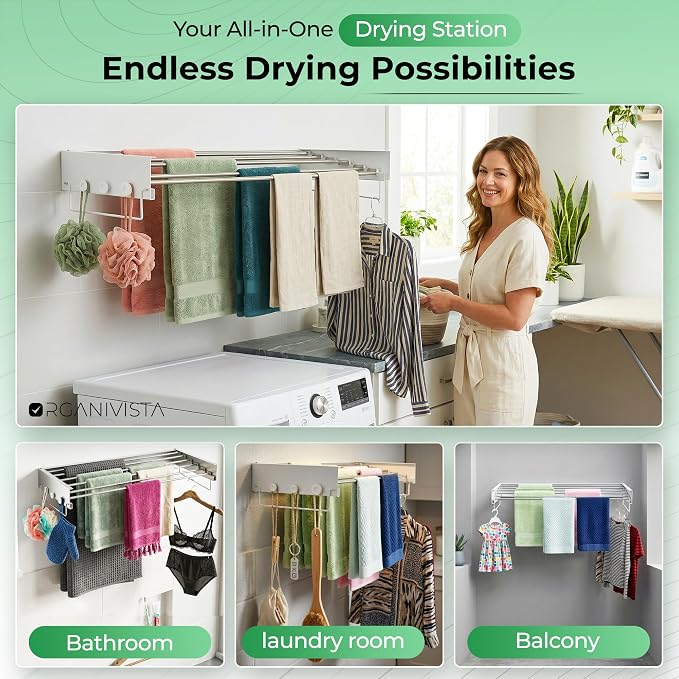Wall Mounted Drying Rack Foldable for Laundry Clothes Drying Rack 28"