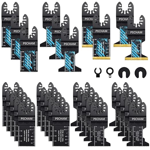 Oscillating Tool Blade, 34PCS Universal Wood Metal Oscillating Multitool Quick Release Saw Blades Fit Porter Cable Black & Decker Rockwell Ridgid Ryobi Milwaukee DeWalt Chicago Craftsman