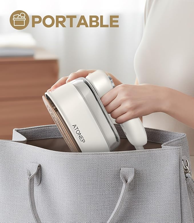 ATONEP Portable Travel Steamer for Clothes, 2-in-1 Steamer & Iron for Clothes, Handheld Rotatable Garment Steam Iron, 1100W 10S Fast Heat Up for Wrinkle Remover for Dress Shirts for Home 110-120V