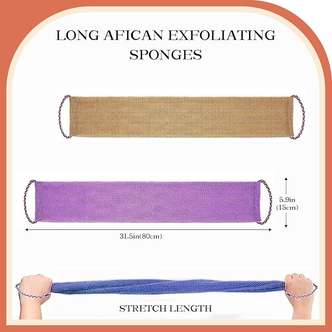 5 Pieces African Net Sponge with Handles Long African Exfoliating Net Washcloth Bath Sponge Net Cloth Wash Net Body Back Scrubber for Shower Loofah