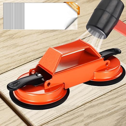 REXBETI Floor Gap Fixer Tool, Plank Gap Repair Kit, Heavy Duty Suction Cup | Double 45° widened striking. Double rubber cup. 10pcs sticky pads. Fixer Laminate/Vinyl Flooring/Hardwood/LVP