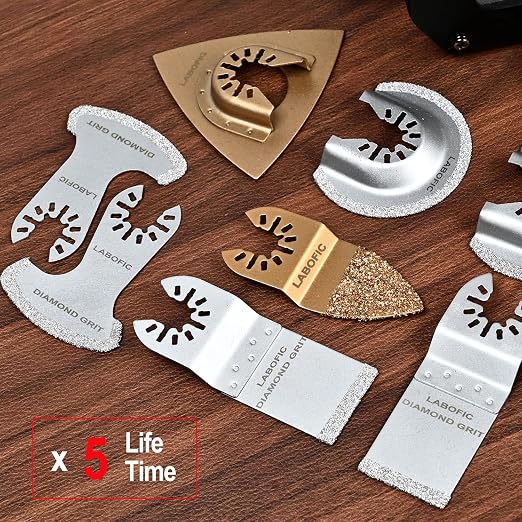4Pcs Multitool Diamond Oscillating Tool Blade Set | Diamond Blade for Oscillating Tool, Grout Removal Blade for Grout Removal, Cleaning Mortar and Soft Tile Cut