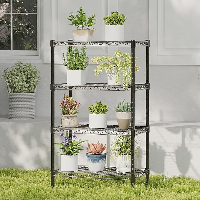 DUMOS 4-Tier Metal Storage Shelves, 23" W Adjustable Standing Storage Rack Shelf, Heavy Duty Steel Shelving Unit Organizers for Kitchen Bathroom Pantry Garage, 23.3" Wx13.4 Dx47 H