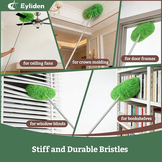 Eyliden 68" Adjustable Ceiling Fan Duster - 360° Dual-Sided Microfiber | 0.75 lbs Ultra-Lightweight, Ladderless High Ceiling Cleaning, Reusable Multi-Surface Dust Tool for Fans Walls Blinds