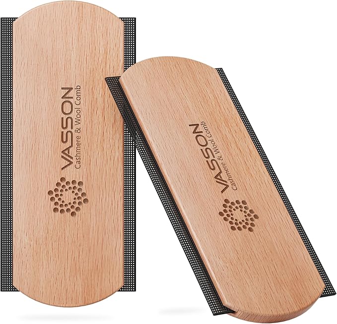 VASSON Large Cashmere Comb, Thick Wood Sweater Comb to Remove Pilling | Ergonomic thick beechwood grip and 20% larger comb for effortless de-pilling