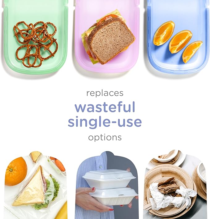 Ubbi Platemate Reusable Silicone Storage Bag, Smoothie Purple | Opens Flat as Placemat, Dishwasher & Freezer-Safe, Lunch Container, Leakproof Sandwich & Snack Bag, Easy to Clean, BPA-Free