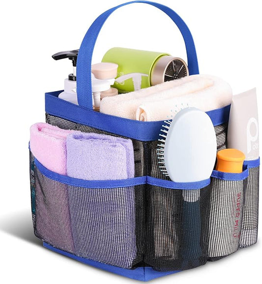 EUDELE Mesh Shower Caddy Portable for College Dorm Room Essentials,Shower Caddy Dorm with 9-Pocket Large Capacity for Beach,Swimming,Gym,Travel essentials, Blue
