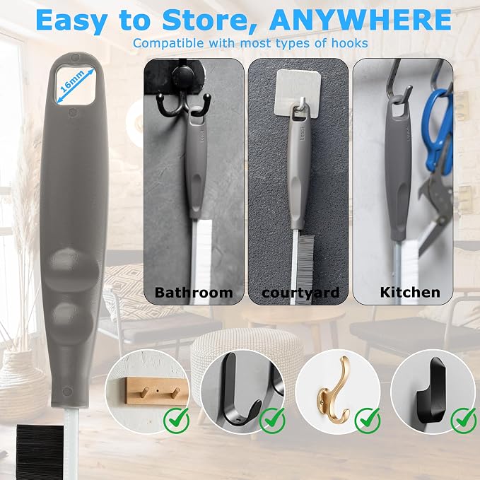 2026 NEW Ergonomic Anti-Slip Handle Grout Brush, 4Pcs Crevice Cleaning Brush, Hard Bristle Multi-Purpose Cleaning Tools, Small Cleaning Brush for Household Use Kitchen Bathroom, Right Hand