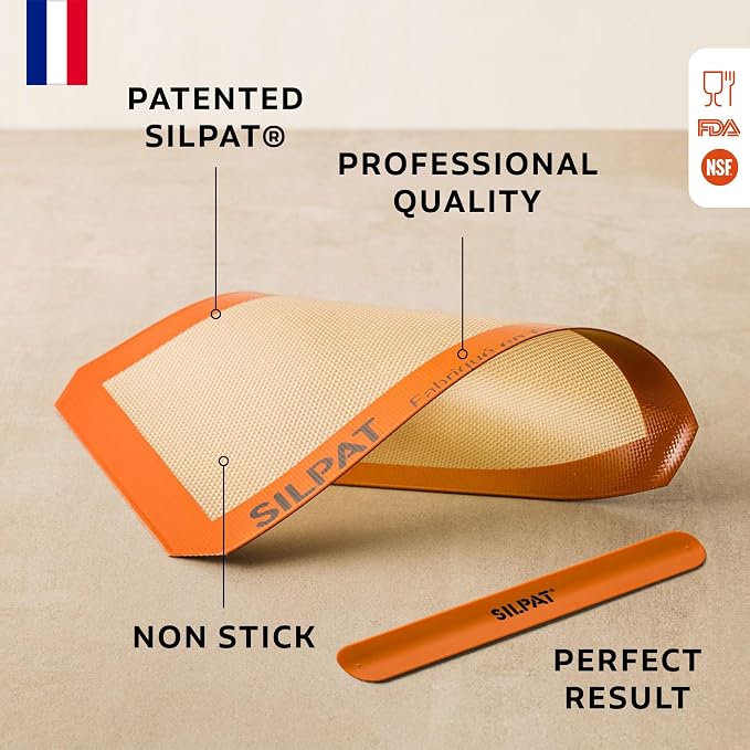Silpat The Original Silicone Baking Mat with Storage Band, Half Sheet Size, 11-5/8" x 16-1/2" (AE420295-40)