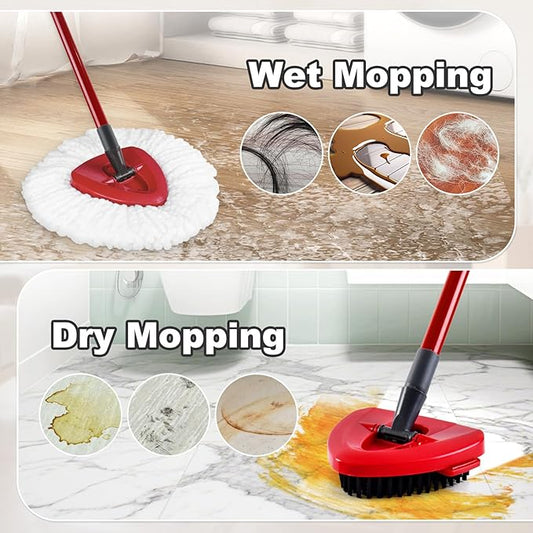 Mop Heads Replacement for Ocedar, Mop Replace Head for Ocedar EasyWring 1 Tank, Microfiber Spin Mop Refills, Include 4 Spin Mop Replacement Head Deep Cleaning Machine Washable with 2 Scrubber Mop Head