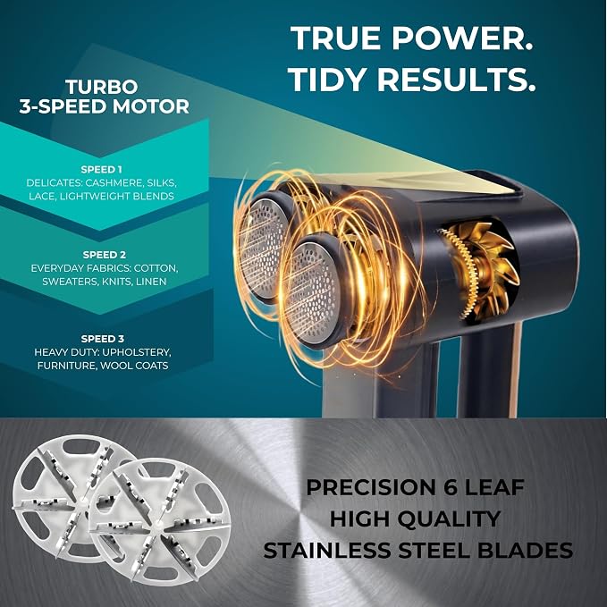 True & Tidy Dual Head Fabric Shaver & Pet Hair Remover, Type-C Rechargeable