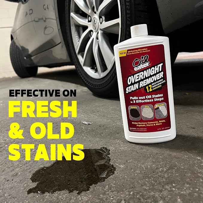 Overnight Stain Remover for Cleaning Oil Stains on Concrete, Driveway, Pavers & Garage Floors,White, AOD3232301 (Pack of 6)