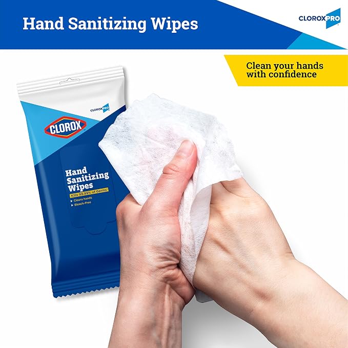 Clorox Pro Alcohol Free Hand Sanitizer Wipes with BZK, Gentle Bleach-Free Sanitizing Wipes for Hands - 0.13% BZK Formula, FDA Registered, Resealable Travel Pouch, 20 Count