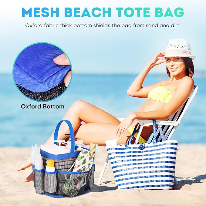 EUDELE Mesh Shower Caddy Portable for College Dorm Room Essentials,Shower Caddy Dorm with 9-Pocket Large Capacity for Beach,Swimming,Gym,Travel essentials, Blue